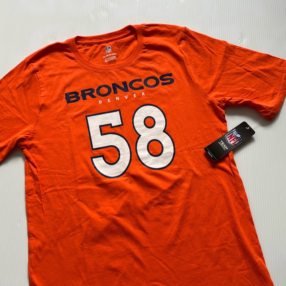 Orange Denver Broncos Miller “58” t shirt.  Youth size XL